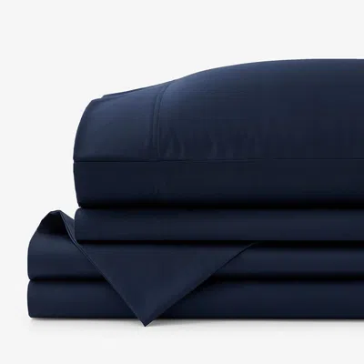 The Company Store Premium Smooth Supima® Cotton Wrinkle-free Sateen Bed Sheet Set In Blue