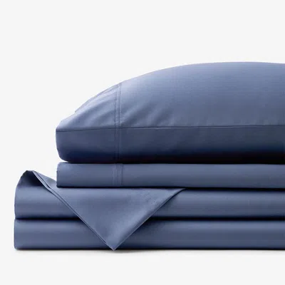 The Company Store Premium Smooth Supima® Cotton Wrinkle-free Sateen Bed Sheet Set In Blue Dusk