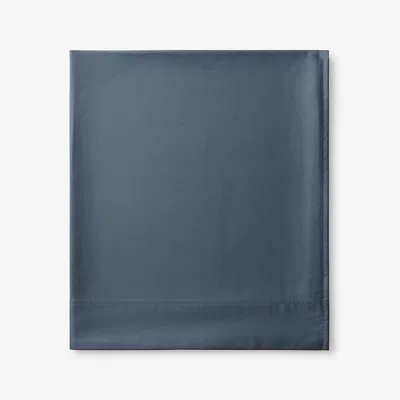 The Company Store Premium Smooth Supima® Cotton Wrinkle-free Sateen Flat Bed Sheet In Steel Blue