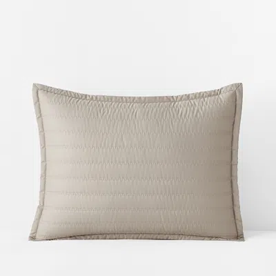 The Company Store Premium Smooth Wrinkle-free Sateen Quilted Sham In Beige
