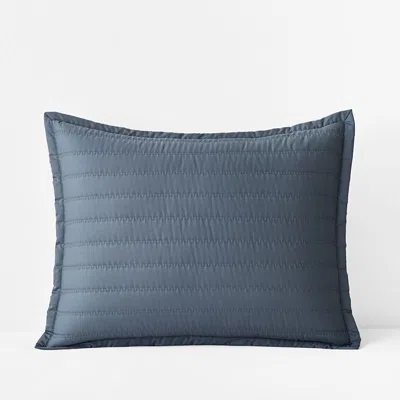 The Company Store Premium Smooth Wrinkle-free Sateen Quilted Sham In Blue