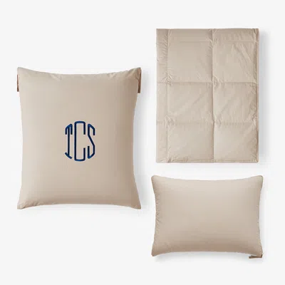 The Company Store Premium Travel Pillow Throw Set In Beige