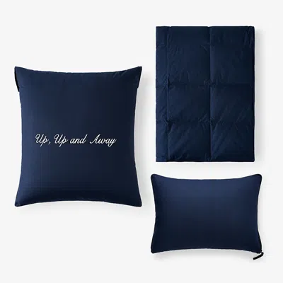 The Company Store Premium Travel Pillow Throw Set In Blue
