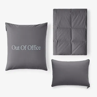 The Company Store Premium Travel Pillow Throw Set In Gray