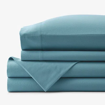 The Company Store Premium Ultra-cozy Cotton Flannel Bed Sheet Set In Atlantic Blue