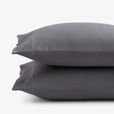 The Company Store Premium Ultra-cozy Cotton Flannel Pillowcase Set In Stone Gray