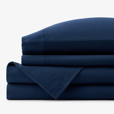The Company Store Premium Ultra-cozy Cotton Velvet Flannel Bed Sheet Set In Blue
