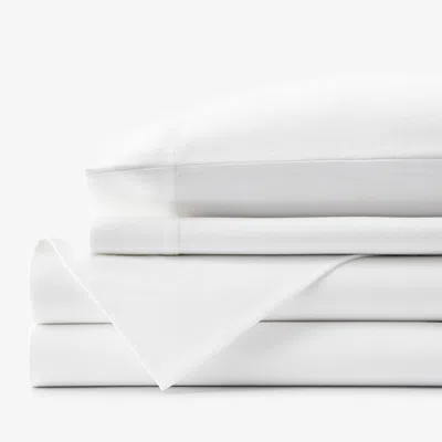 The Company Store Premium Ultra-cozy Cotton Velvet Flannel Bed Sheet Set In White