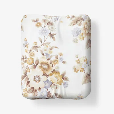 The Company Store Primrose Bloom Premium Smooth Wrinkle-free Sateen Fitted Bed Sheet In Beige/brown