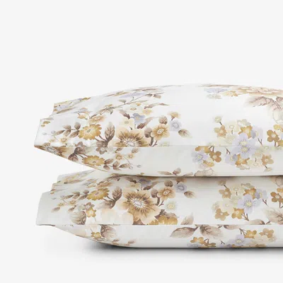The Company Store Primrose Bloom Premium Smooth Wrinkle-free Sateen Pillowcase Set In Beige/brown