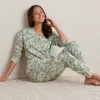 The Company Store Printed Peruvian Cotton Women's Jogger Pants Pajama Set In Green