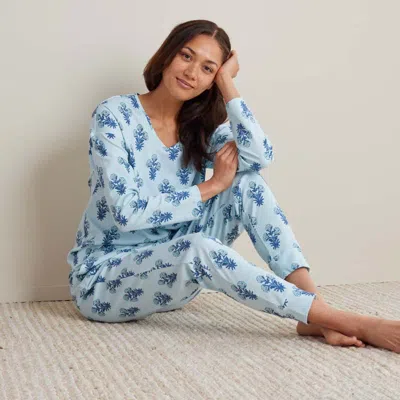 The Company Store Printed Peruvian Cotton Women's Jogger Pants Pajama Set In Multi