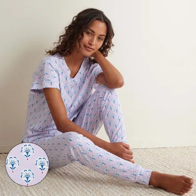 The Company Store Printed Peruvian Cotton Women's Jogger Pants Pajama Set In Multi