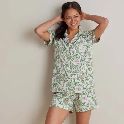 The Company Store Printed Peruvian Cotton Women's Shorts Set In Green