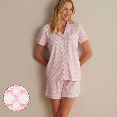The Company Store Printed Peruvian Cotton Women's Shorts Set In Mosaic Pink