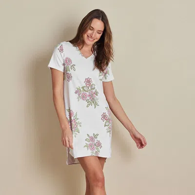 The Company Store Printed Pima Cotton Nightshirt In Green/pink/white
