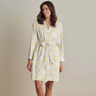 The Company Store Printed Pima Cotton Women's Kimono Robe In Yellow