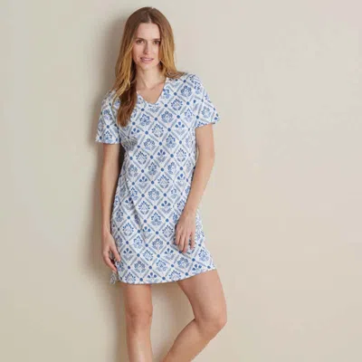 The Company Store Printed Pima Cotton Women's Nightshirt In Blue