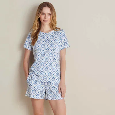 The Company Store Printed Pima Cotton Women's Shorts Set In Blue