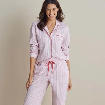 The Company Store Printed Poplin Women's Button-down Pajama Set In Blue