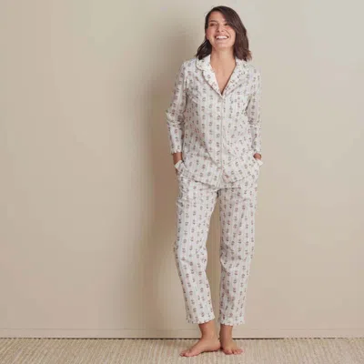 The Company Store Printed Poplin Women's Long Sleeve Button-down Pajama Set In Multi