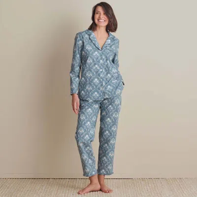 The Company Store Printed Poplin Women's Long Sleeve Button-down Pajama Set In Multi