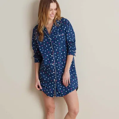 The Company Store Printed Poplin Women's Nightshirt In Blue