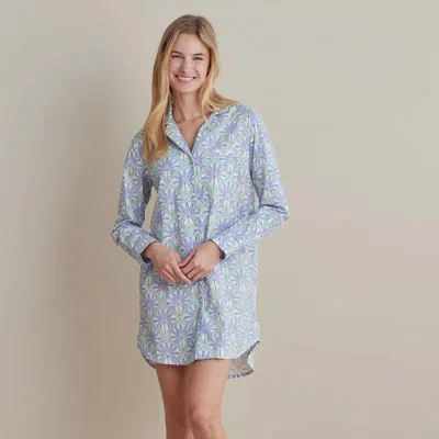 The Company Store Printed Poplin Women's Nightshirt In Blue