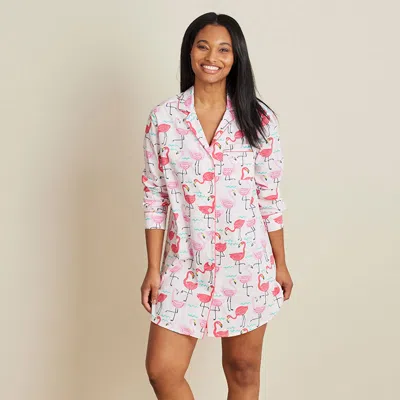 The Company Store Printed Poplin Women's Nightshirt In Pink