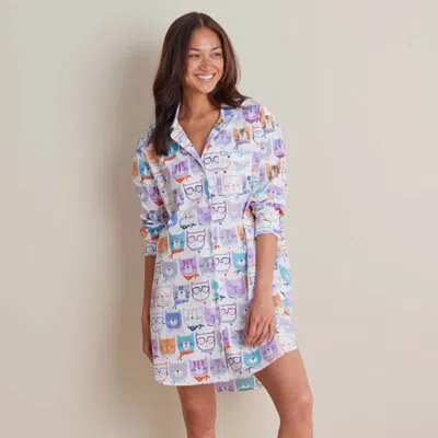 The Company Store Printed Poplin Women's Nightshirt In Purple