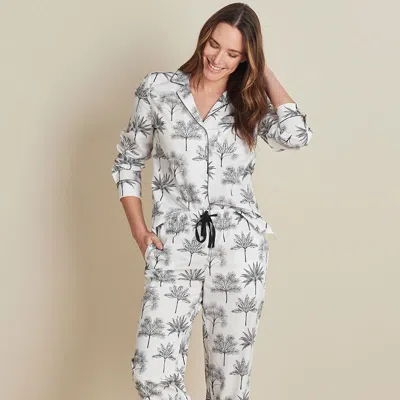 The Company Store Printed Poplin Women's Pajama Set In Black/white