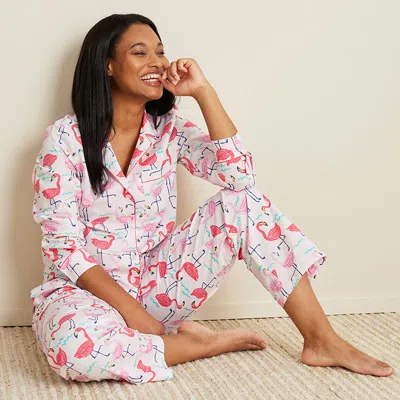 The Company Store Printed Poplin Women's Pajama Set In Pink