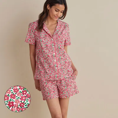 The Company Store Printed Poplin Women's Shorts Set In Blossom Pink