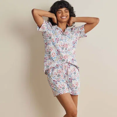 The Company Store Printed Poplin Women's Shorts Set In Pink