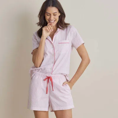 The Company Store Printed Poplin Women's Shorts Set In Pink