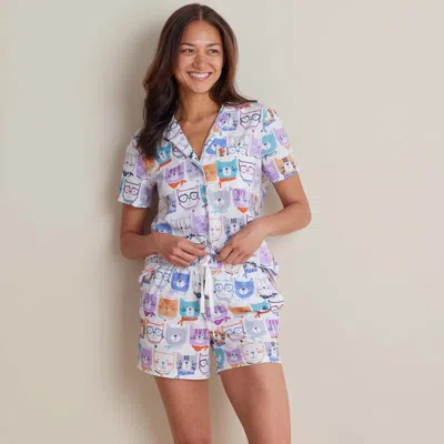 The Company Store Printed Poplin Women's Shorts Set In Purple