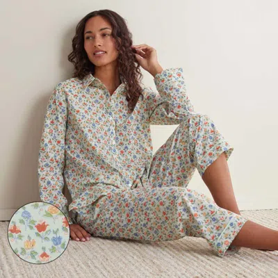 The Company Store Printed Voile Women's Cropped Pajama Set In Green
