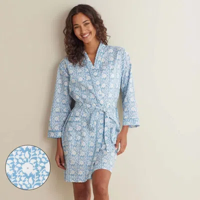 The Company Store Printed Voile Women's Kimono Robe In Blue