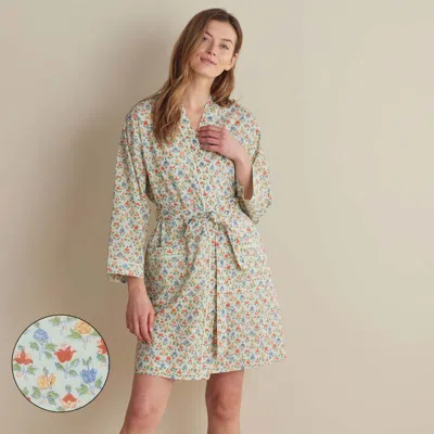 The Company Store Printed Voile Women's Kimono Robe In Green
