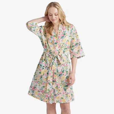 The Company Store Printed Voile Women's Kimono Robe In Brown