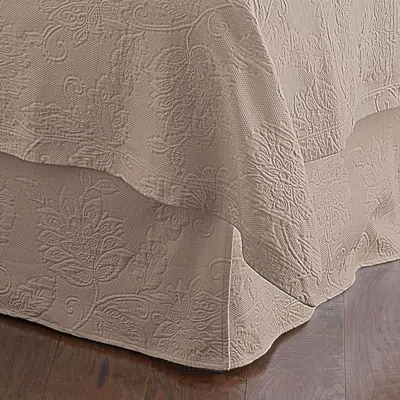 The Company Store Putnam Cotton Matelassé 14 In. Drop Bed Skirt In Beige