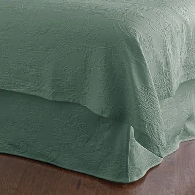 The Company Store Putnam Cotton Matelassé 14 In. Drop Bed Skirt In Green