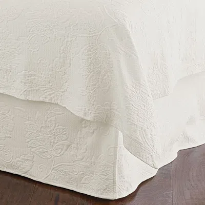 The Company Store Putnam Cotton Matelassé 14 In. Drop Bed Skirt In Ivory