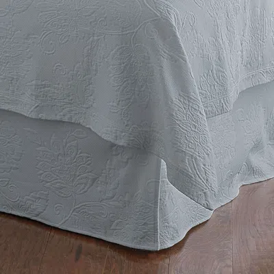 The Company Store Putnam Cotton Matelassé 14 In. Drop Bed Skirt In Gray