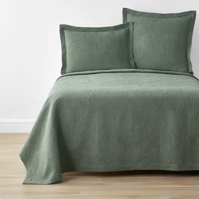 The Company Store Putnam Cotton Matelassé Bedspread In Green