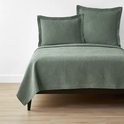 The Company Store Putnam Cotton Matelassé Coverlet In Green