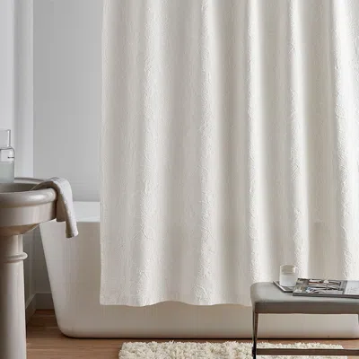 The Company Store Putnam Cotton Matelassé Shower Curtain In Ivory