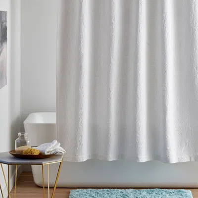 The Company Store Putnam Cotton Matelassé Shower Curtain In White