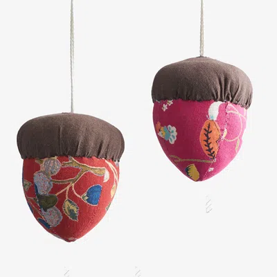 The Company Store Quilted Ornaments, Set Of 2 In Acorns/set Of 2
