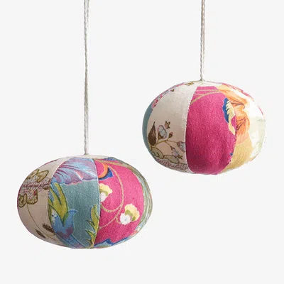 The Company Store Quilted Ornaments, Set Of 2 In Balls/set Of 2